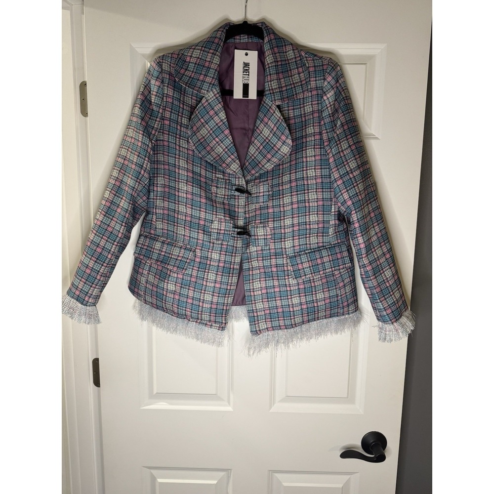 Jacket Hub Lindsay Lohan Irish Wish Plaid Jacket Large Nwt $84